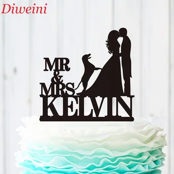 

Wedding Cake Topper Party Supplies, Personalised Silhouette Kiss Cake Topper With Dog, Custom Mr Mrs Last Name Cake Toppers