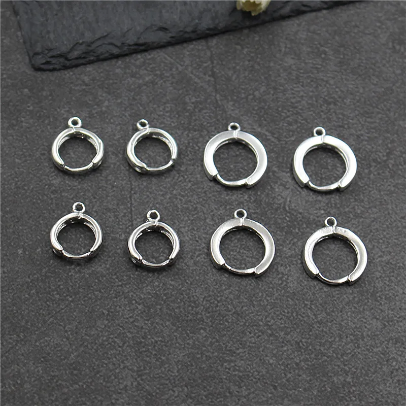 

1 pair Fashion 100% 925 Sterling Silver Round Earring Hooks 10mm 12mm Handmade Earring Clip With Loop DIY Jewelry Making Charms
