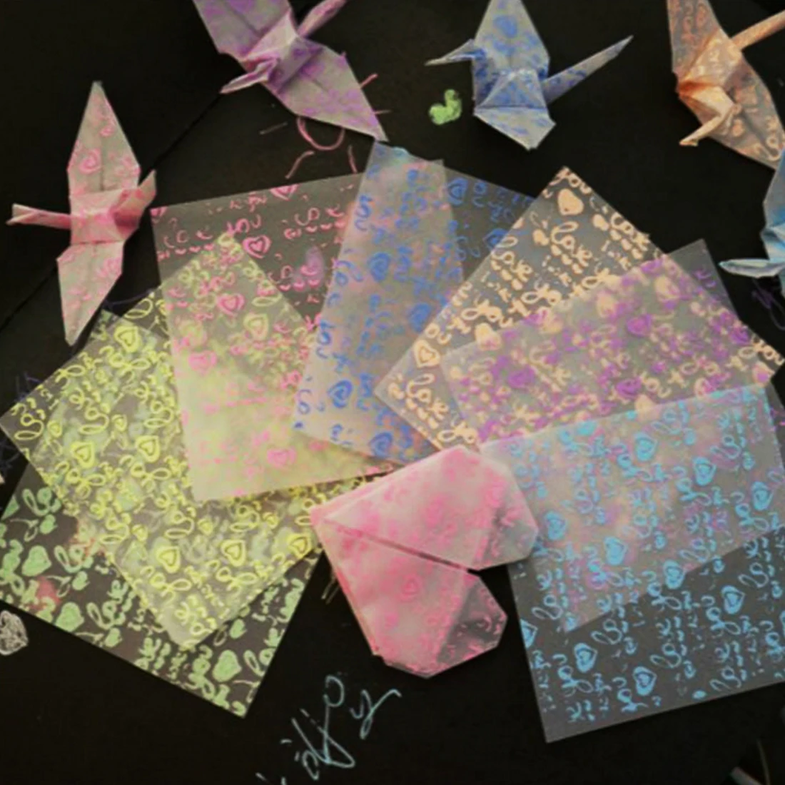 

Kids Handmade DIY Scrapbooking Gift Craft Party Decoration I Love You Pattern Square Origami Paper Single Side Folding Papers