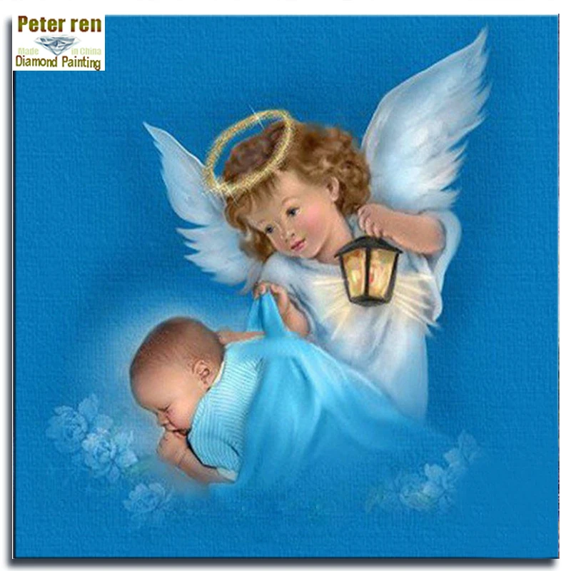 

Peter ren Diy Diamond mosaic Full Embroidery crafts painting Cross stitch Angel square crystal Picture by numbers night guardia