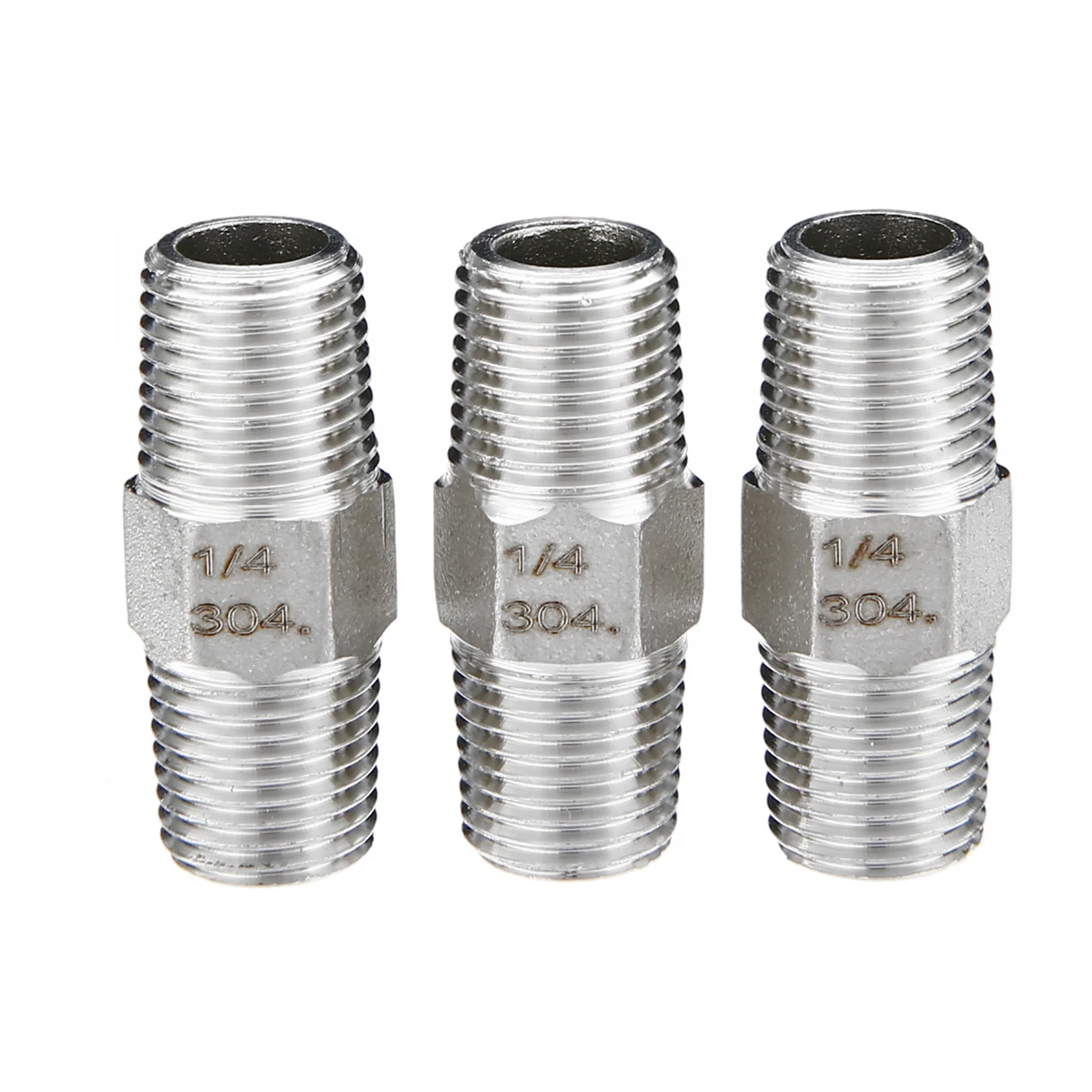 3pcs 304 1/4" BSP Air Line Hose Compressor Fittings Double Outer Tooth Male Connectors Coupler For Hardware Tools Mayitr
