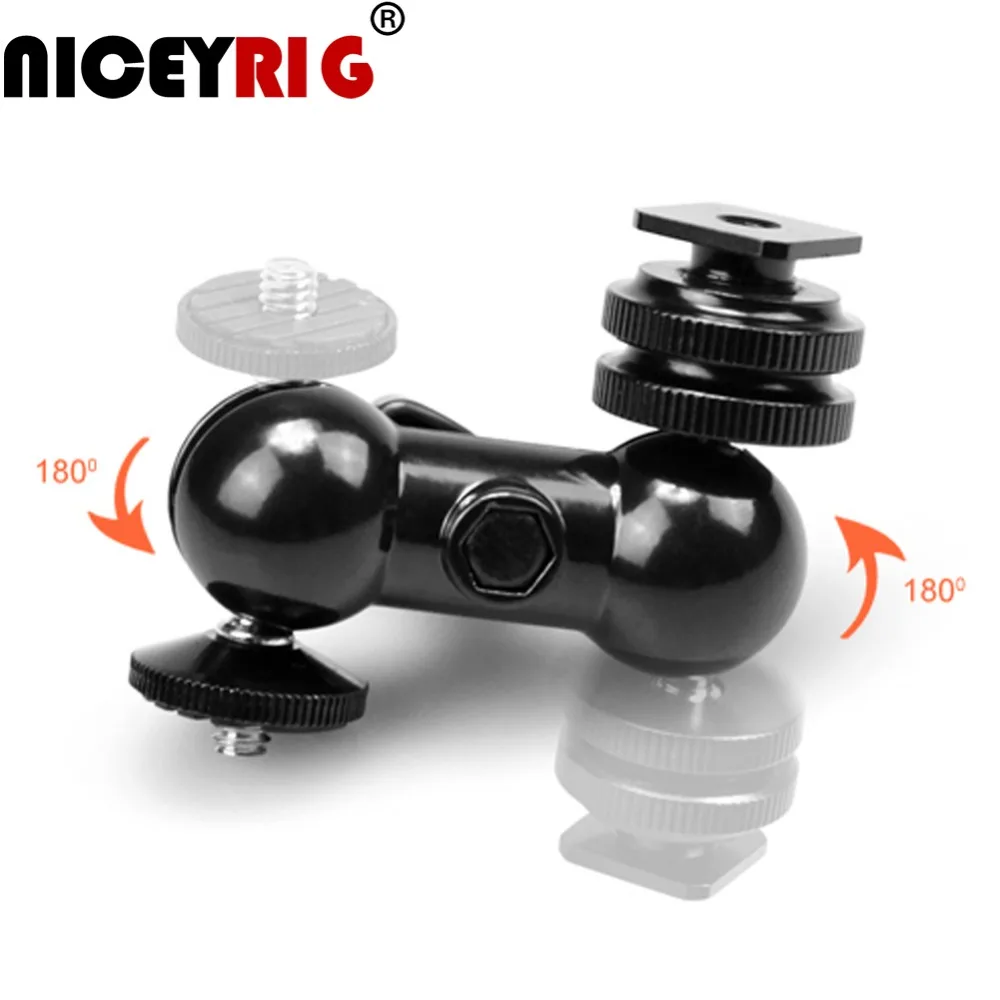 

NICEYRIG Mini Magic Arm Multi-function Quick Release Stand Bracket 1/4" Ball Head Rig Cold Shoe Mount 1/4" Screw for LCD Monitor