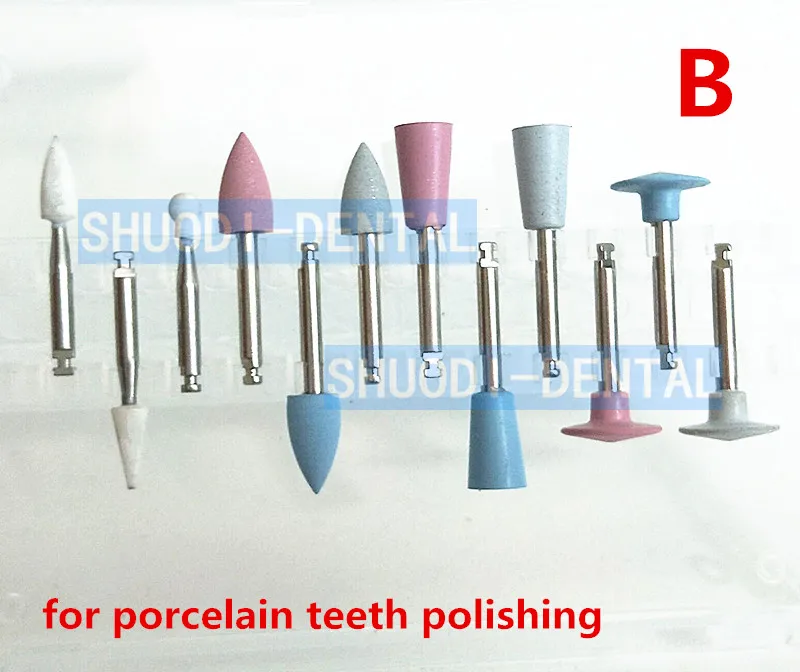 12Pcs Dantal Silicon Porcelain Teeth Polishing Kit Polishing burUsed
