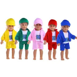 Кукольный комплект одежды, подходит для девочек 18 дюймов, пальто + жилет + штаны + шапка, кукольный костюм, комплект спортивной одежды для