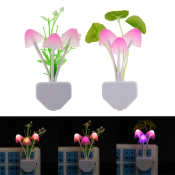 

Colorful Mushroom LED Night Lights Projector Atomsphere Flower Shape Lamp Home Bedroom Bedside Decoration For Kid Gift EU Plug