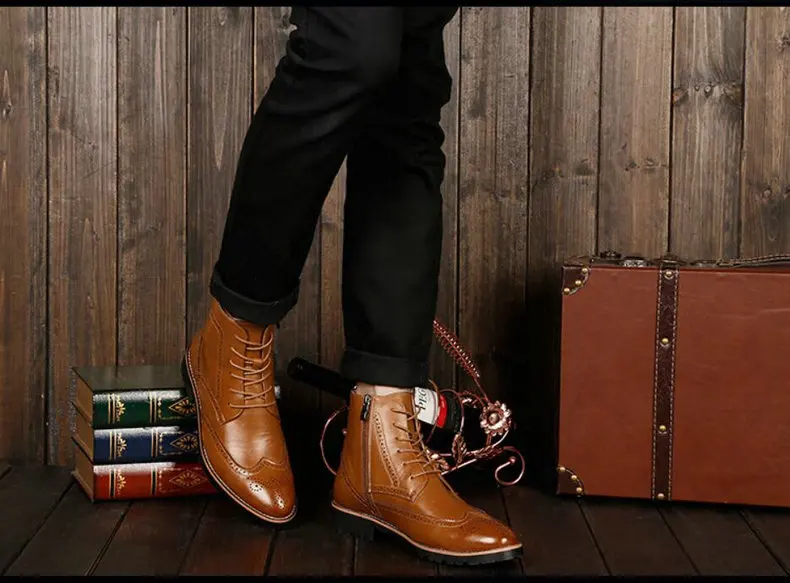 Men's Boots Lace-up Fashion Boot Black Shoes Men Boots Chelsea Genuine Leather Winter Shoes Mens Military Boots Men Combat Brand (11)