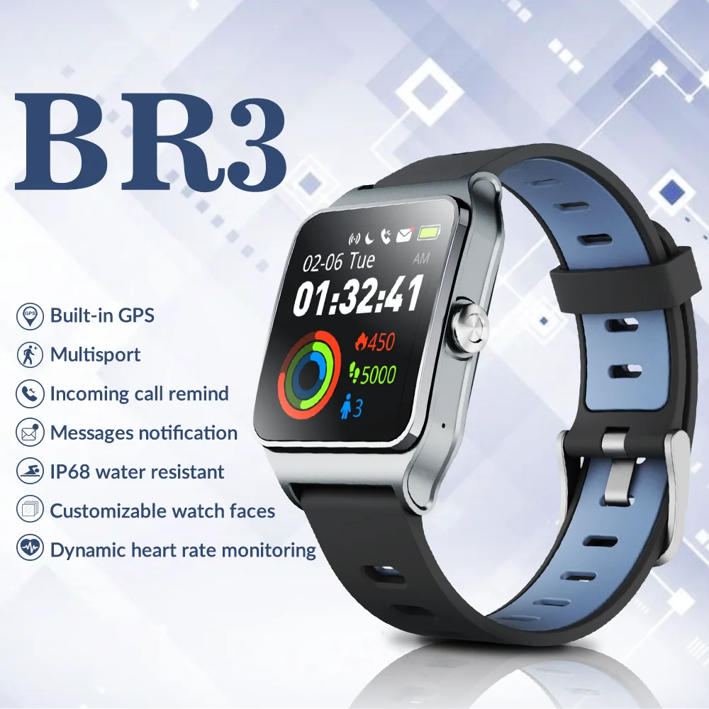 Makibes BR3 GPS 17 arten sport Smart Uhr Männer IP68 Wasserdichte Tragbare Geräte Bluetooth Strava