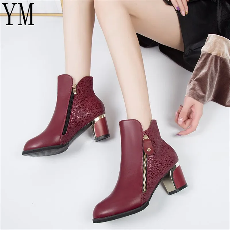Женские Модные ботильоны с боковой молнией; сезон осень-зима; Ботинки ...