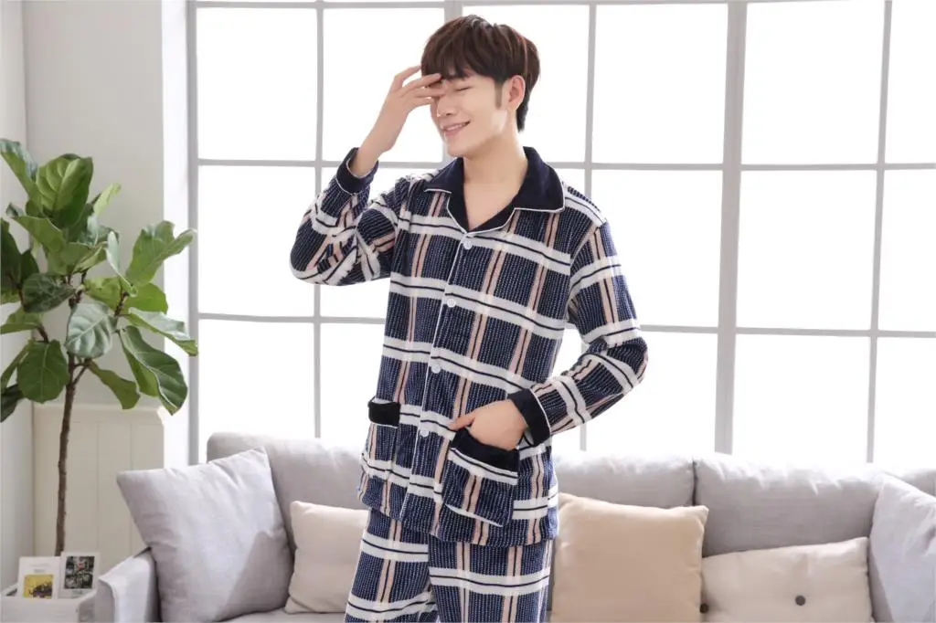 Yuzhenli зимние фланелевые для мужчин пижамы для девочек толстые сетки Теплая Пижама домашний костюм ночное Плюс размеры XXXL Лидер продаж