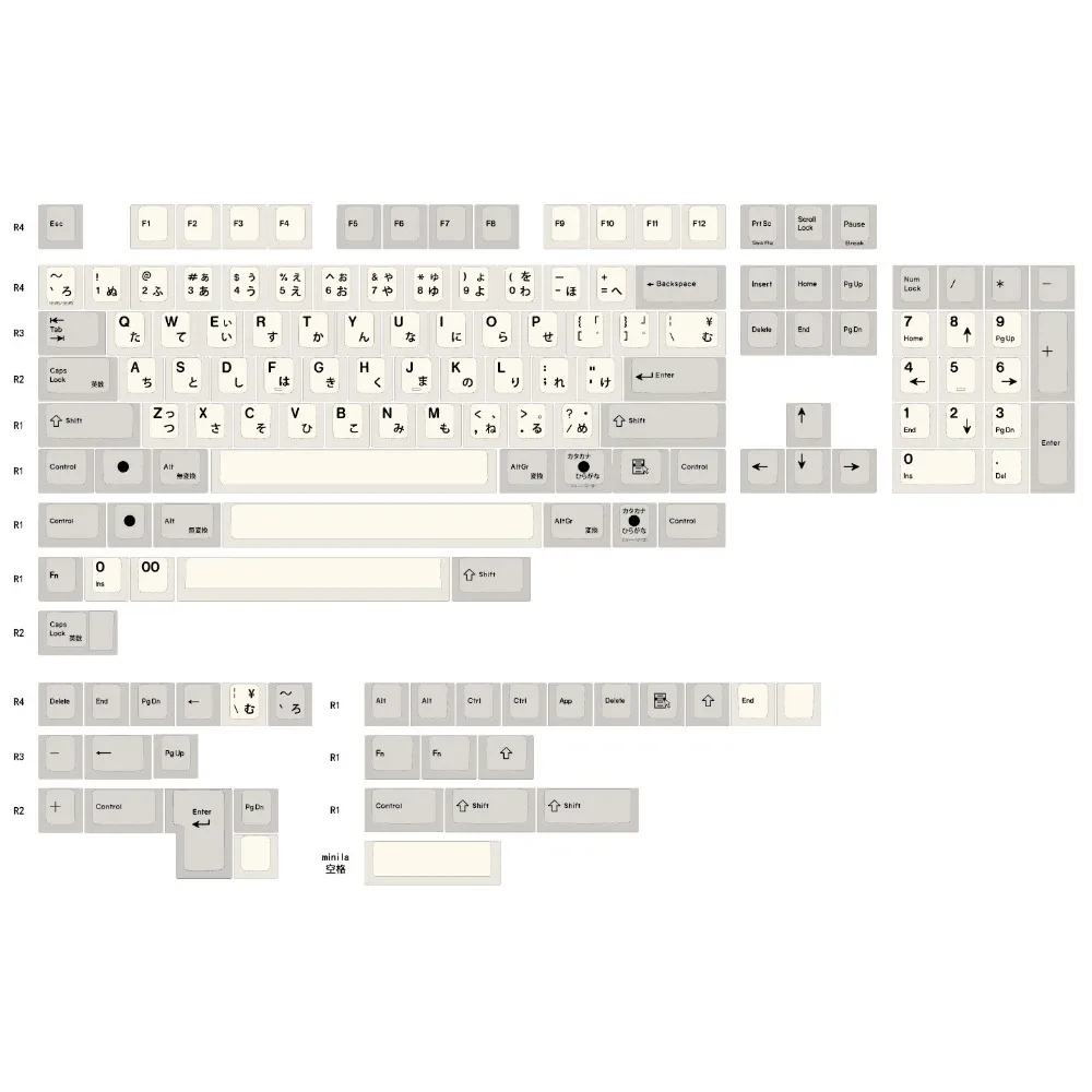 

In Stock R2 Enjoypbt Black Japanese keycap white and grey dye sub 148 keys for cherry mx mechanical keyboard