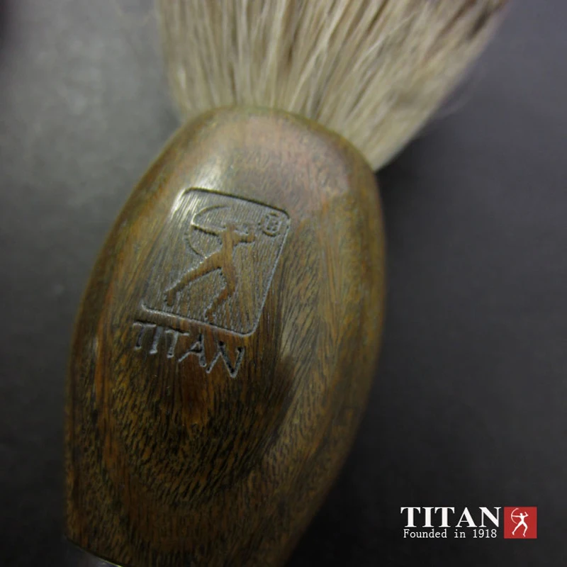 Мужская щетка для бритья Titan натуральная серебряная барсук зеленая эбеновая