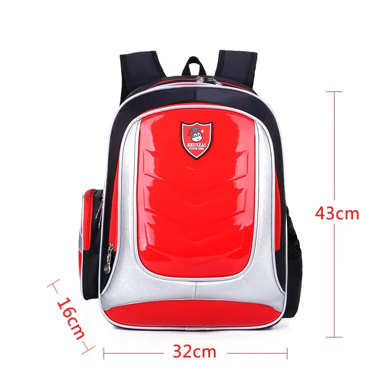 Водонепроницаемые школьные ранцы для мальчиков, кожаный Детский рюкзак, ортопедические детские школьные сумки, рюкзак из искусственной кожи, детские школьные сумки - Цвет: red big size