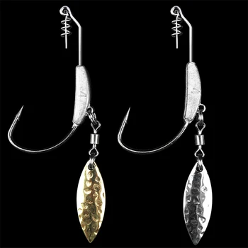 

15Pcs/Bag Jig Fishing Hooks Lead Head With Spoon Perforated Durable Head Carbon Steel Hooks Fishing Jigging Hook Gold/Silver