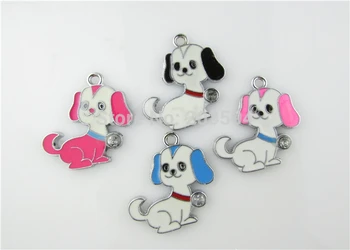 

AE69 20pcs Mixed Enamel Alloy Dog Charms Pendants DIY Jewelry Findings 29x24mm
