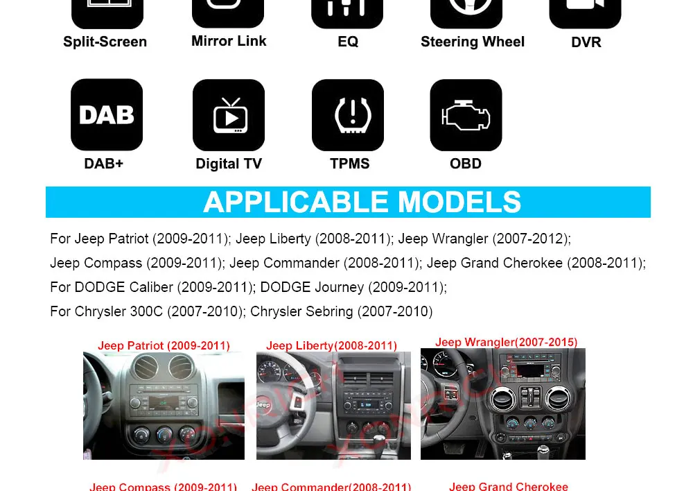 Excellent Autoradio 1 Din Android Car Stereo DVD Player For Jeep Grand Cherokee Chrysler 300C Compass Patriot Dodge Sebring GPS Navi 8