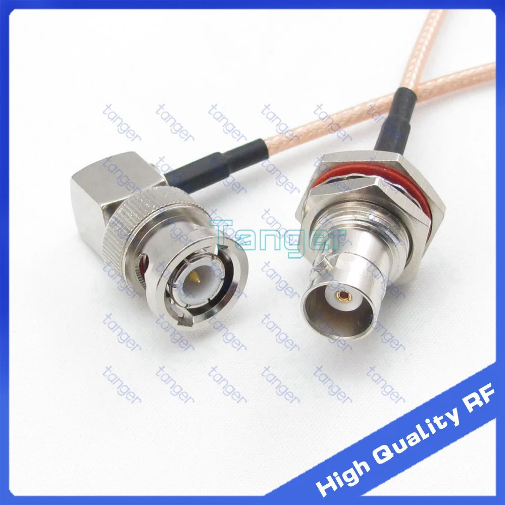 

BNC male right angle to BNC female front with nut with RG-316 RF Coaxial Pigtail Jumper cable 6" 15cm Tanger High Quality