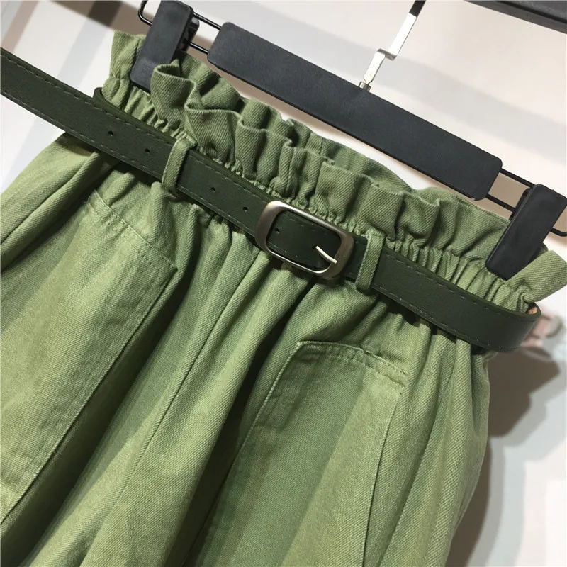 2018 Новый лето-осень модные эластичные пояса Шорты с высокой талией Для женщин Винтаж широкие брюки Шорты тонком лук женские Шорты