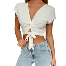 Белая рубашка для йоги с перекрестным бантом на спине, короткая майка без рукавов, активная тренировка, майка, спортивный жилет без рукавов, M31