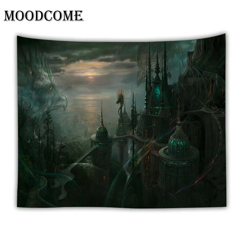 

castle dragon wall mandala tapestry wall decoration blanket carpet indian tapiz tela beach towels tenture mural