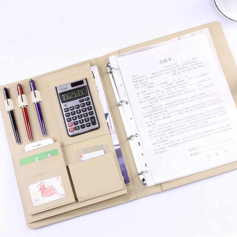 PU Leather Folder Organizer For Document Business Multifunction Manager