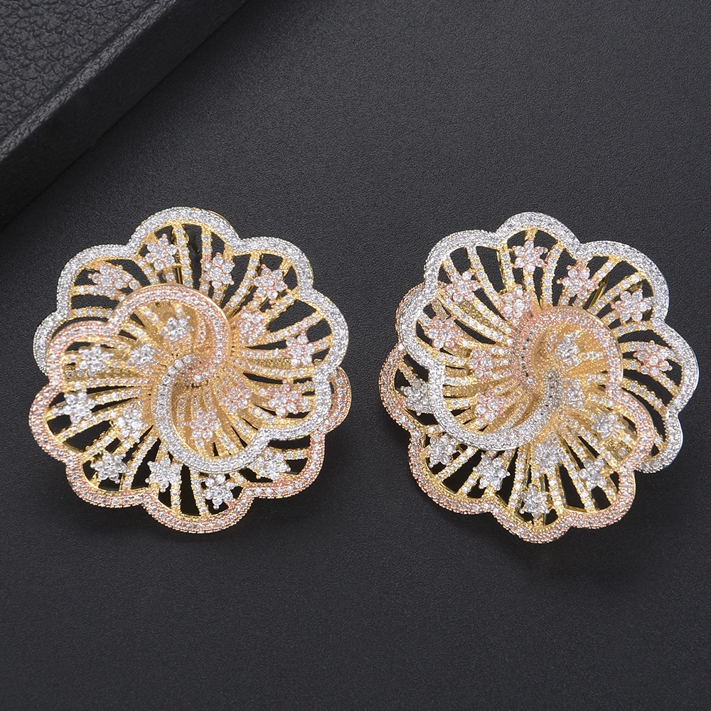 

missvikki Brand New Design Fashion Jewelry Stud Earrings Micro Shiing CZ Round Hollow Elegant Brincos Bijoux Trendy Accessories