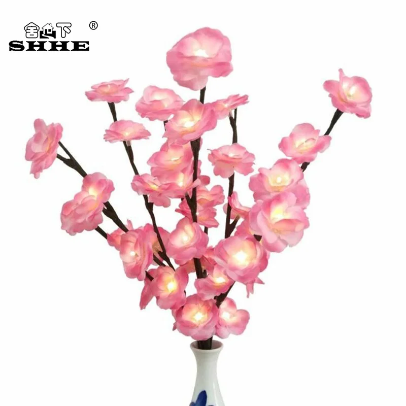 LED Rose Blossom Fairy Branch Floral Light Artificial Twig 50CM Lighted Flower Lights Home Party Wedding Flores Artificiales