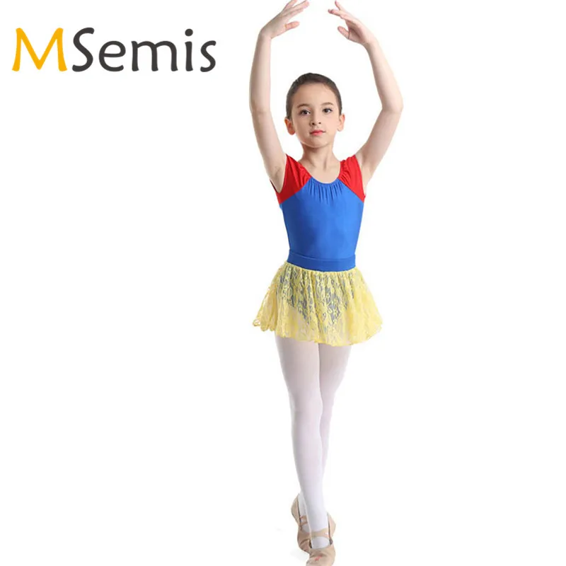 

Kids Girls Ballet Dress Gymnastics Leotard Girls with Floral Lace Ballet Skirt Set Cap Sleeves Ballet Dance Fairytale Dancewear