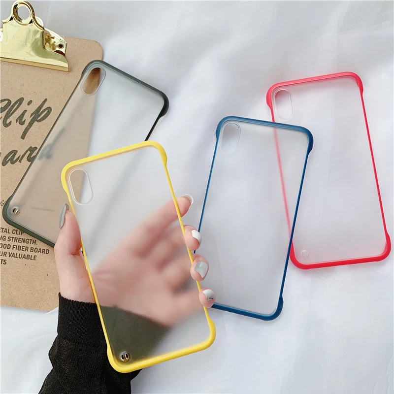 

Frameless Fashion Transparent Scurb Hard Phone Case For iPhone X 7 6 6S 8 Plus Cover For iPhone XS Max XR With Finger Ring Cases
