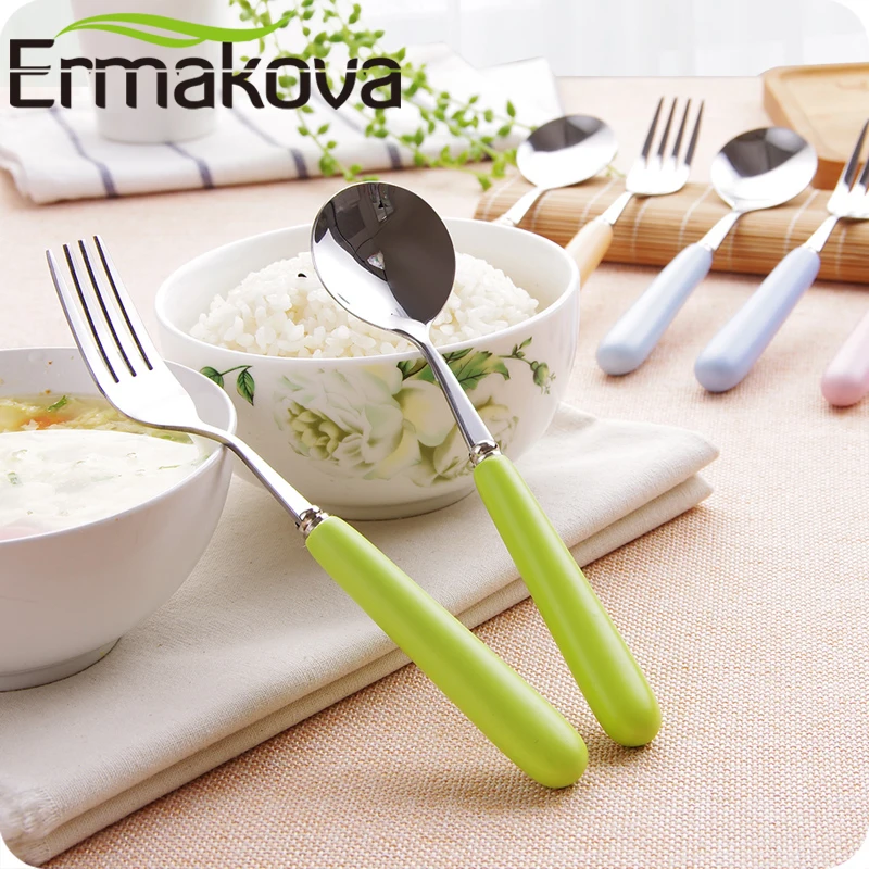 

ERMAKOVA Set of 2 Cartoon Children Fork Set Dinnerware Set Stainless Steel Tableware Fork Cutlery Set Tableware Tools