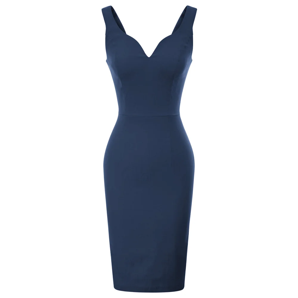 

Ladies Dress Sleeveless Bodycon Womens V-neck Hips-wrapped Pencil Solid Casual Summer Cocktail Prom Fashion Sexy