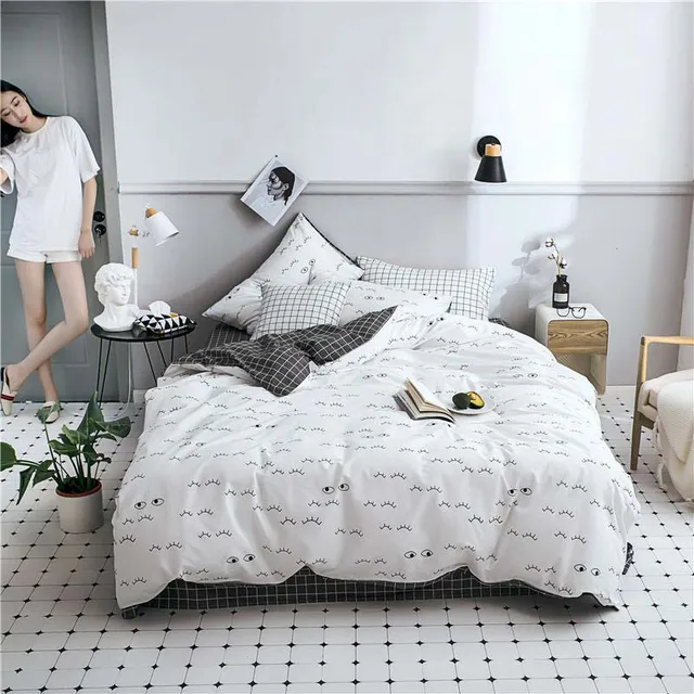 100% cotton English word design i love you King Queen Size Bedding Sets