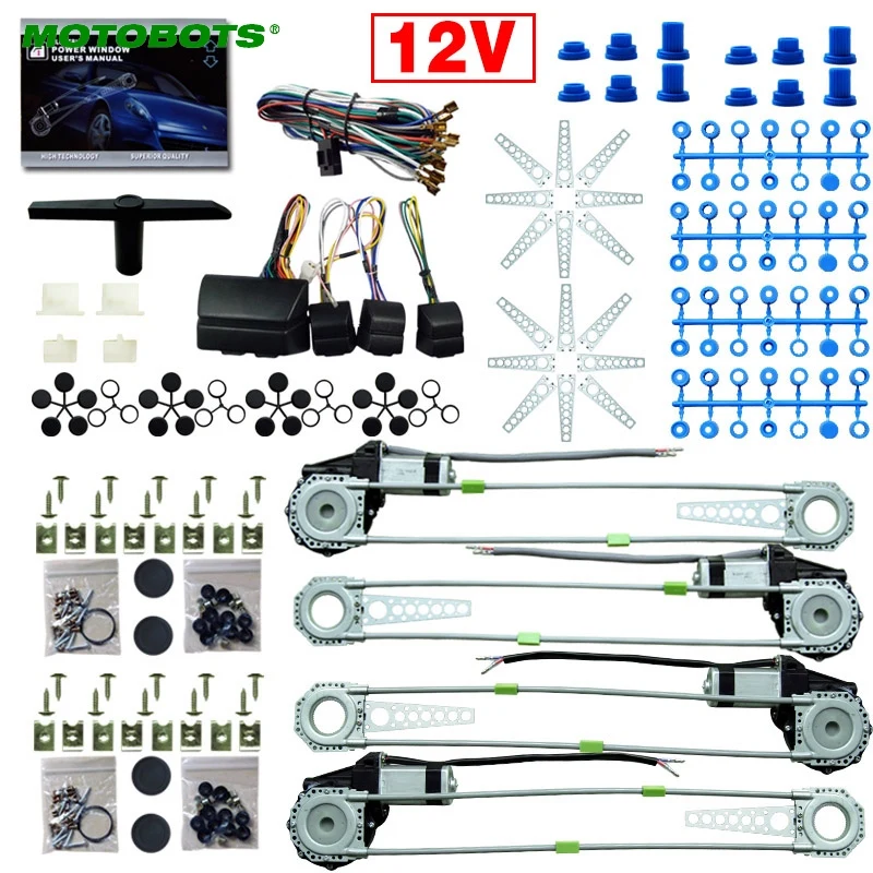 

MOTOBOTOS DC12V Car/Auto Universal 4 Doors Electronice Power Window kits With 8pcs/Set Swithces and Harness #HQ2845