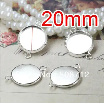 

Free shipping!!! 20pcs silver plated Double rings Cameo Frame Settings Connectors fit 20mm,Cameo Cab settings