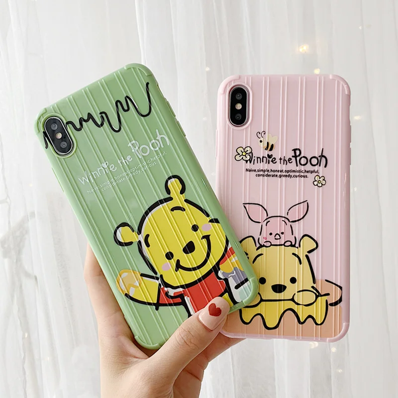 

cute winnie pooh luxury Phone case coque for iphone x xs max xr 7 7plus 6s 6 8 plus 8plus cover Silicone Cases accessories