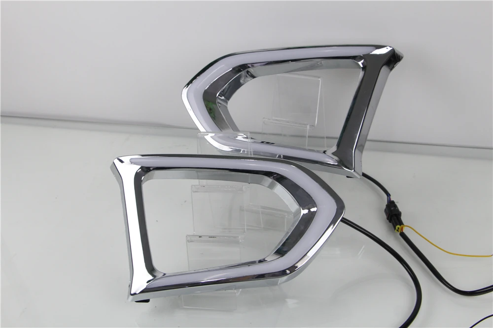 1 пара Автомобильный светодиодный DRL для Nissan Patrol Y62 дневной ходовой свет с желтым сигналом поворота Ночная синяя противотуманная фара