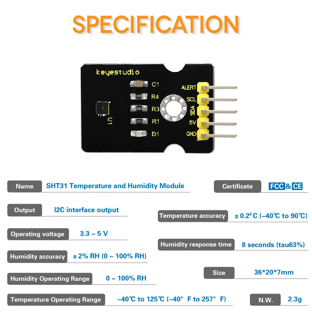 Модуль температуры и влажности Keyestudio SHT31 для Arduino