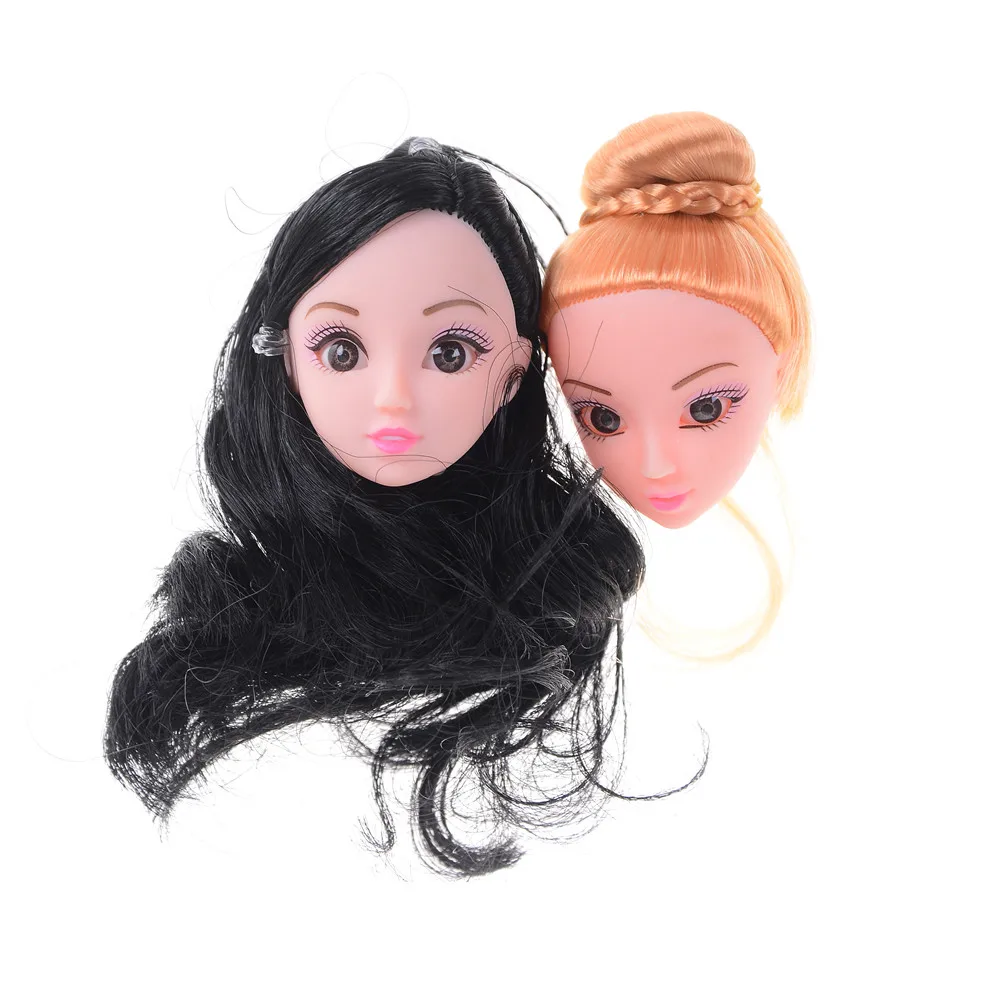 Модная красивая короткая длинная детская игрушка, голова куклы с черными коричневыми волосами, аксессуары DIY, кукла для 1/6 BJD, кукольный дом