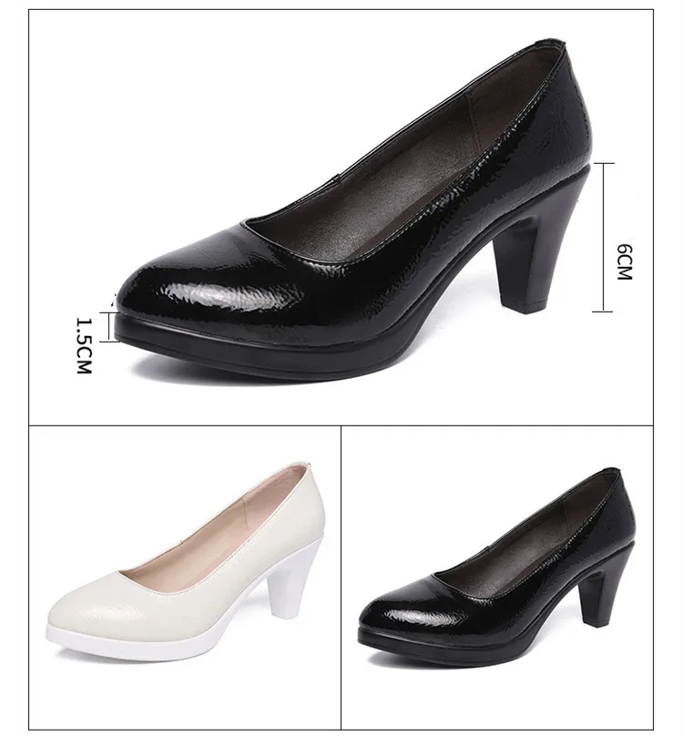 Большие размеры 32-43; Туфли-лодочки на платформе; женская обувь; коллекция года; сезон весна; туфли из лакированной кожи на среднем блочном каблуке; женская обувь; цвет черный, белый