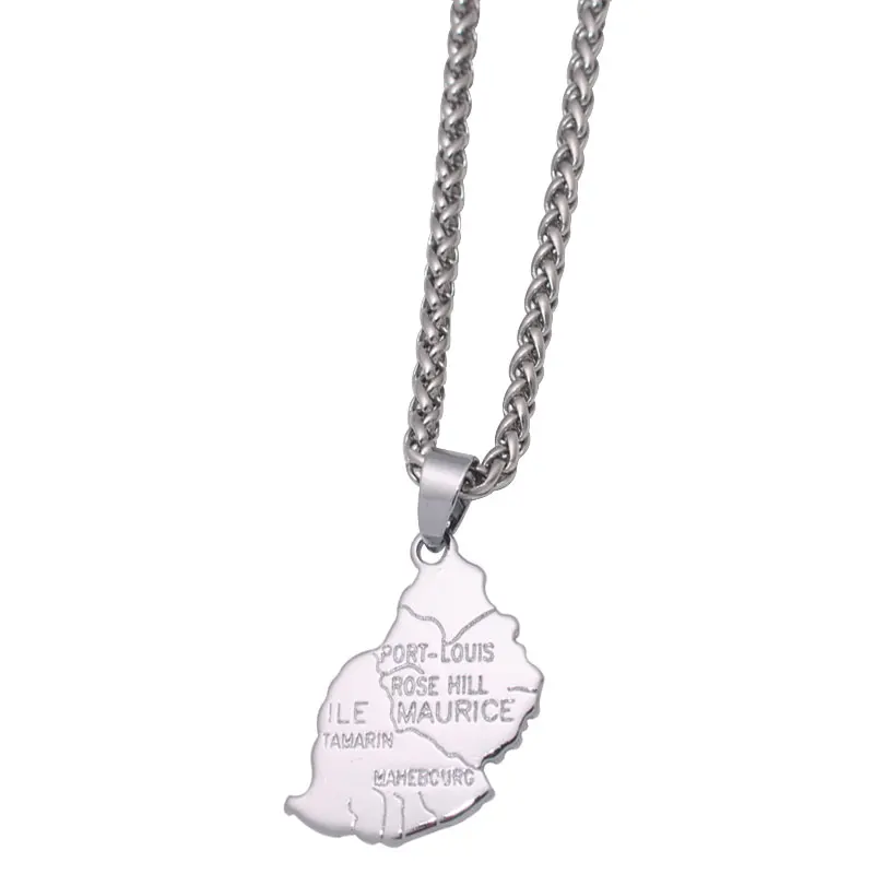 

Mauritius map pendant necklace , country map jewelry