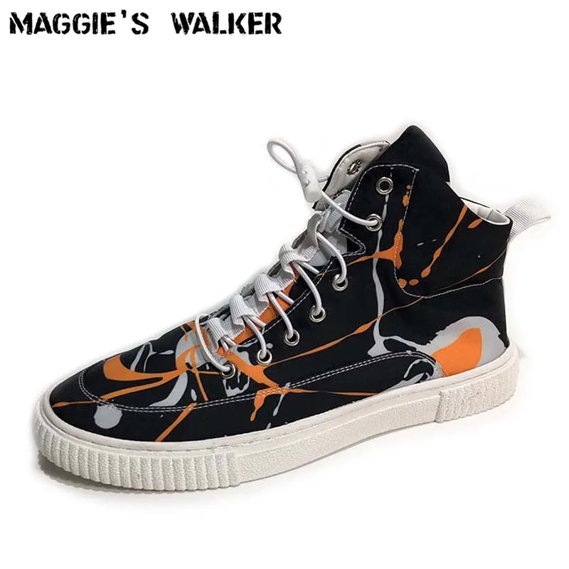 Maggie's Walker New Arrival Men Canvas Casual Shoes Fashion Lacing Floral Platform High-top Canvas Walking Shoes Size 39~43 Maggie's Walker New Arrival Men Canvas Casual Shoes Fashion Lacing Floral Platform High-top Canvas Walking Shoes Size 39~43