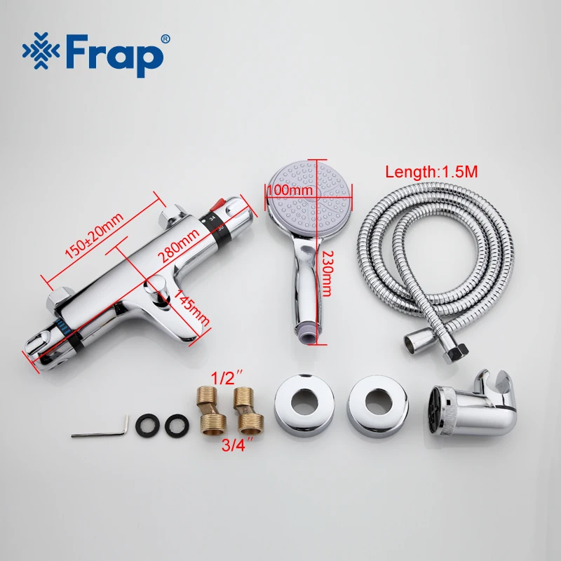 Kaufen Frap 1 Set Thermostat Wasserhahn Dusche Bad Wasserhahn Kalt und Warmwasser Mischer Kurze Nase Doppel Griff F3051