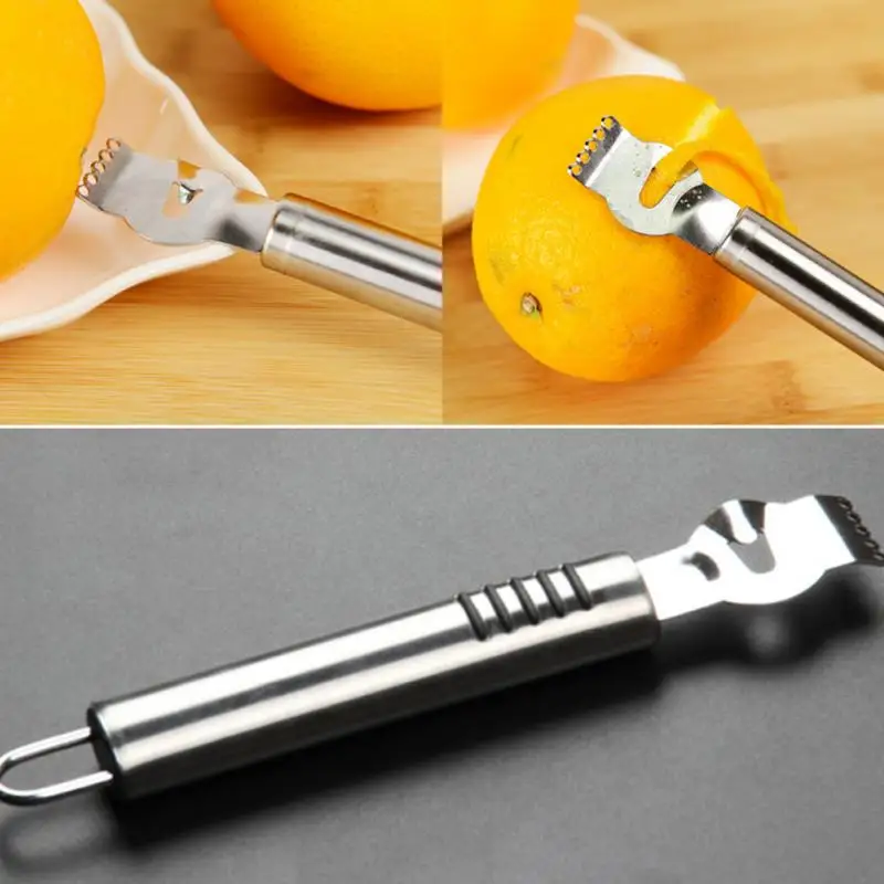 Lemon Orange Peeler Citrus Grater Stainless Steel Grips Lime Zest