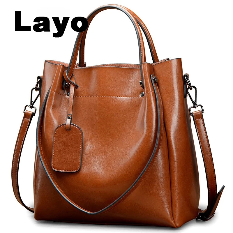 

Layo Women Shoulder bag Crossbody Bags Genuine Leather Handbags Luxury Lady Hand Bags With Purse Pocket messenger bag Big Tote
