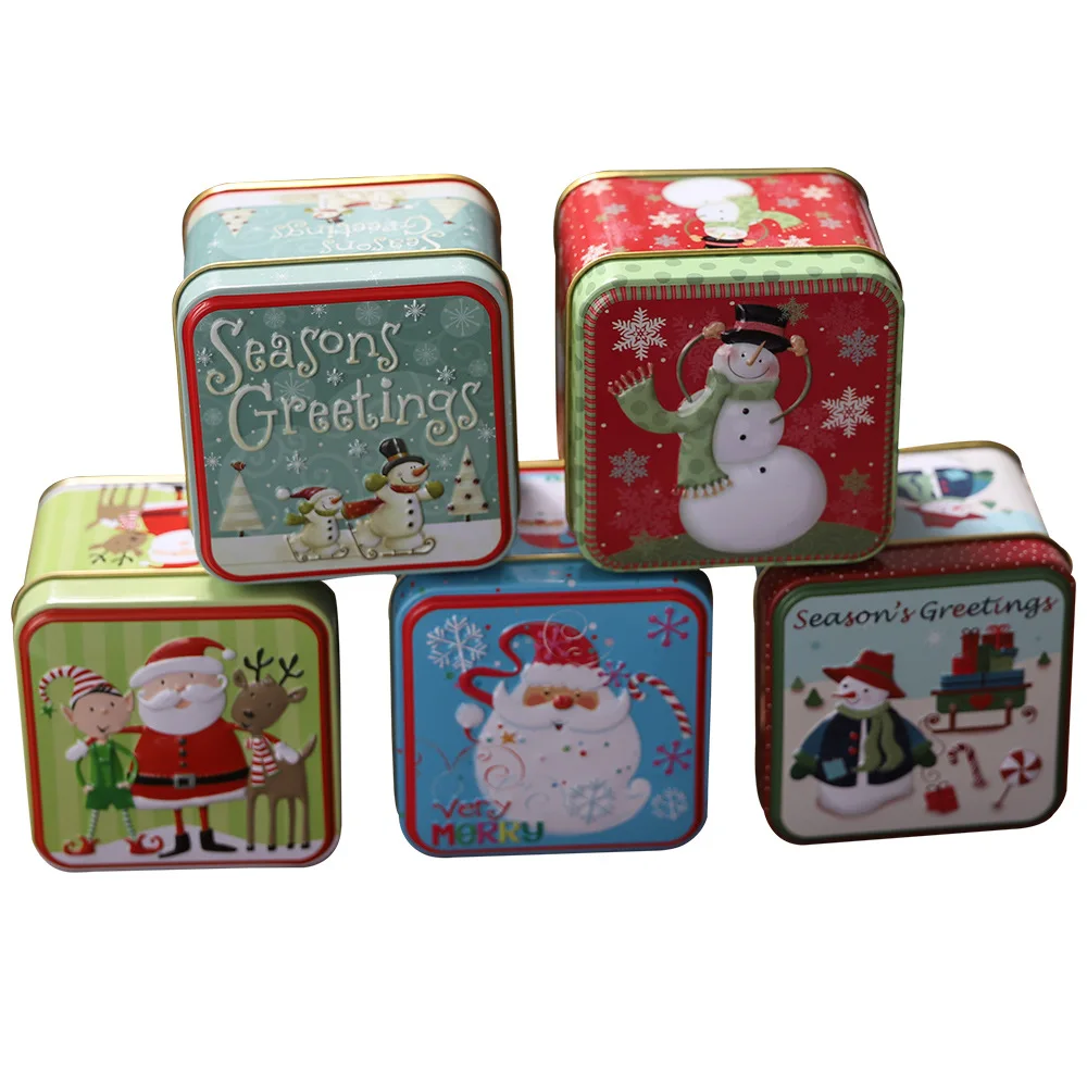 Christmas Gifts Box Package Tin Candy Box Noel Dragee Cookies Biscuit Case Container Christmas Decoration for Home Accessories