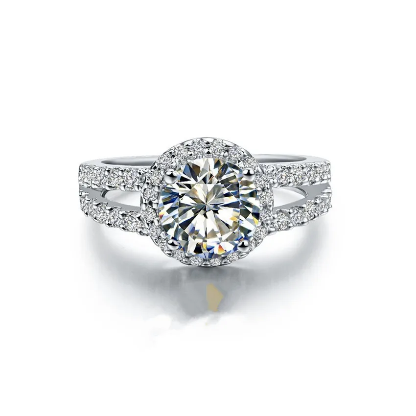 Solid Platinum PT950 Ring 2CT Brilliant Moissanite Engagement Ring lovely Birthday Jewelry Gift For Her Statement Finger Ring 4