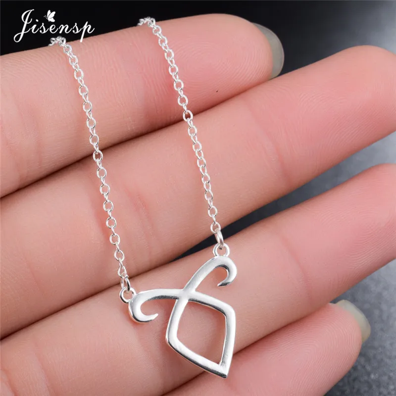 

Jisensp Movie City of Bones Necklace Angelic Forces Power Rune Pendant Necklace Long Chain Gold Collares Jewelry Men