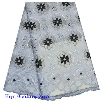 

New Design 100% Cotton French Lace Fabric For Wedding High Quality African Guipure Lace Fabric With Stones Swiss Voile Lace