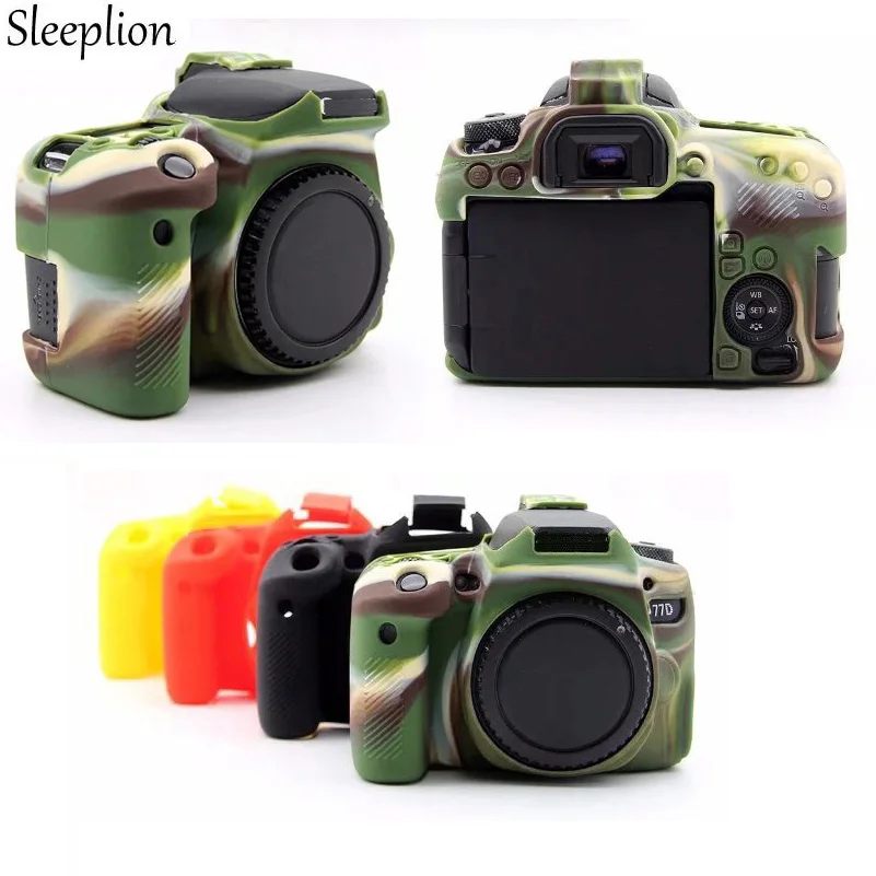Soft Silicone DSLR Camera Bag Protective Body Cover For Canon EOS 77D Camera Rubber Cover Battery Openning-1