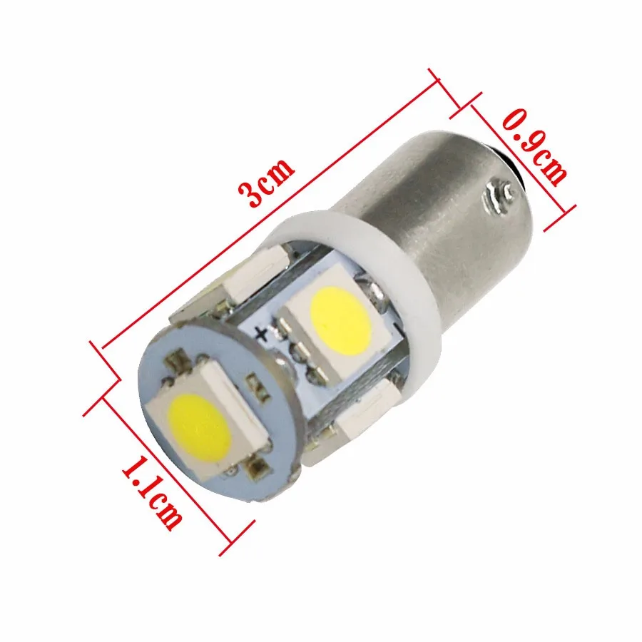 YCCPAUTO 10 шт./лот T11 T4W BA9S светодиодный лампы 5050 5-SMD белый цвет желтый, синий; размеры 34–43 автомобильный светильник источник H6W 12V светодиодный авто лампы Высокое качество