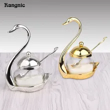 Pot Würze gewürz Container Gewürz Glas Salz Zucker Schüssel Pfeffer Kaffee Speicherorganisator Schwan Rack Serving scoop P20